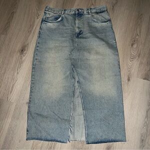 ZARA Midi Skirt XL – 100% Cotton, Front Slit